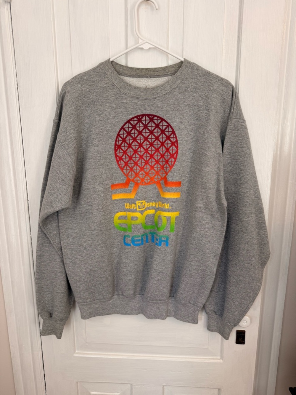 Disney Gray Crewneck Sweatshirt with Rainbow Epcot Graphic